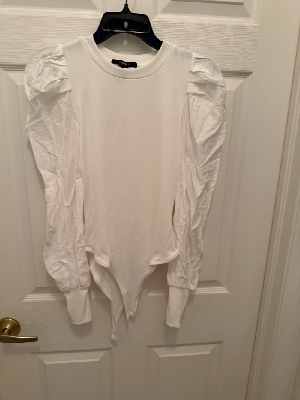 Forever 21 White Puff-Sleeve Bodysuit